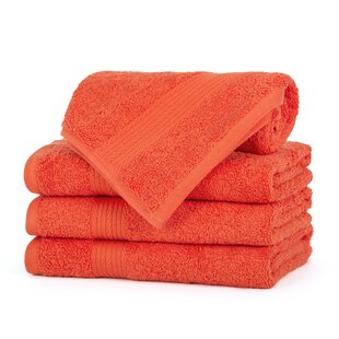 Orange 100%25 Cotton Hand Towel (Set Of 4) 